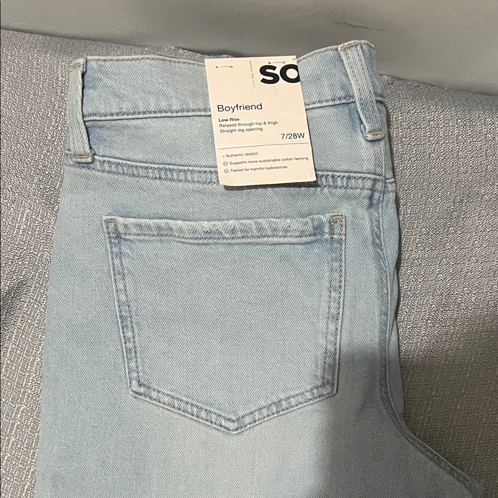 SO Women's Soft Light Blue Boyfriend Jeans